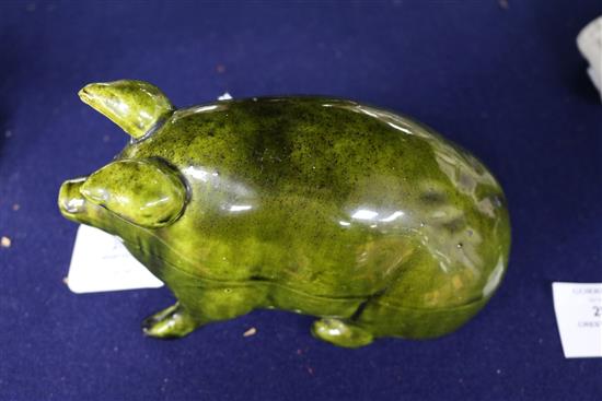 A Wemyss green-glazed seated pig